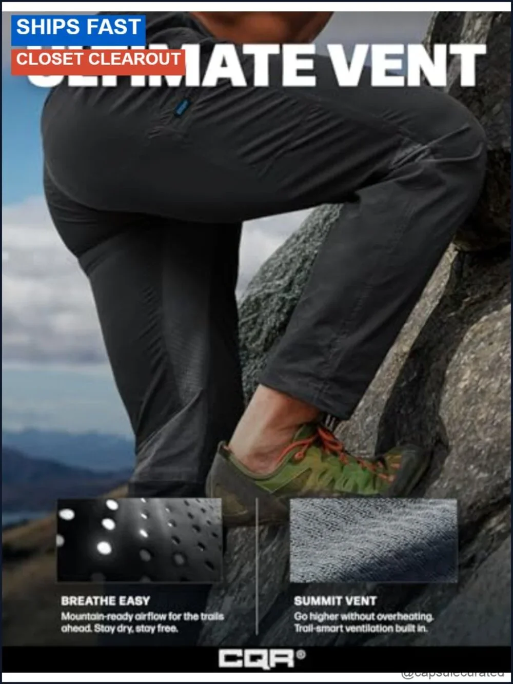 Men's Water-Resistant Cargo Hiking Pants with Elastic Waist, 87% Nylon